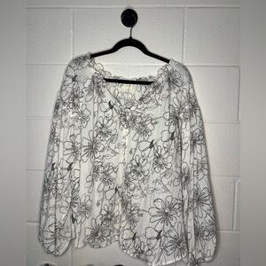 STITCH + FEATHER Women's Floral Long Sleeve Top Boho Beachy size L